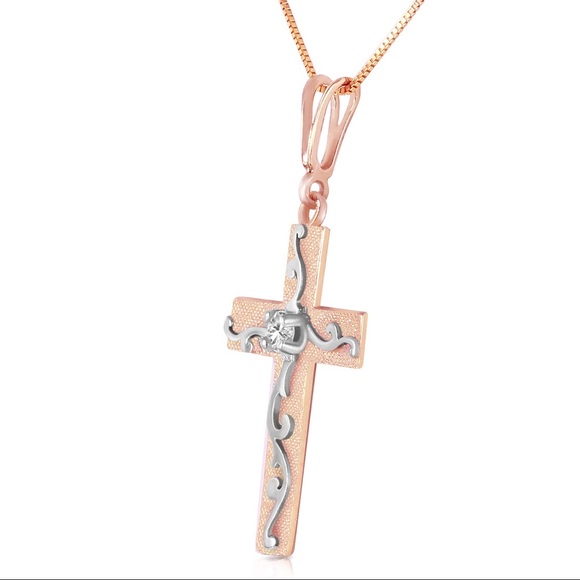 14K. SOLID GOLD CROSS WITH NATURAL Diamond💎 - Picture 2 of 3